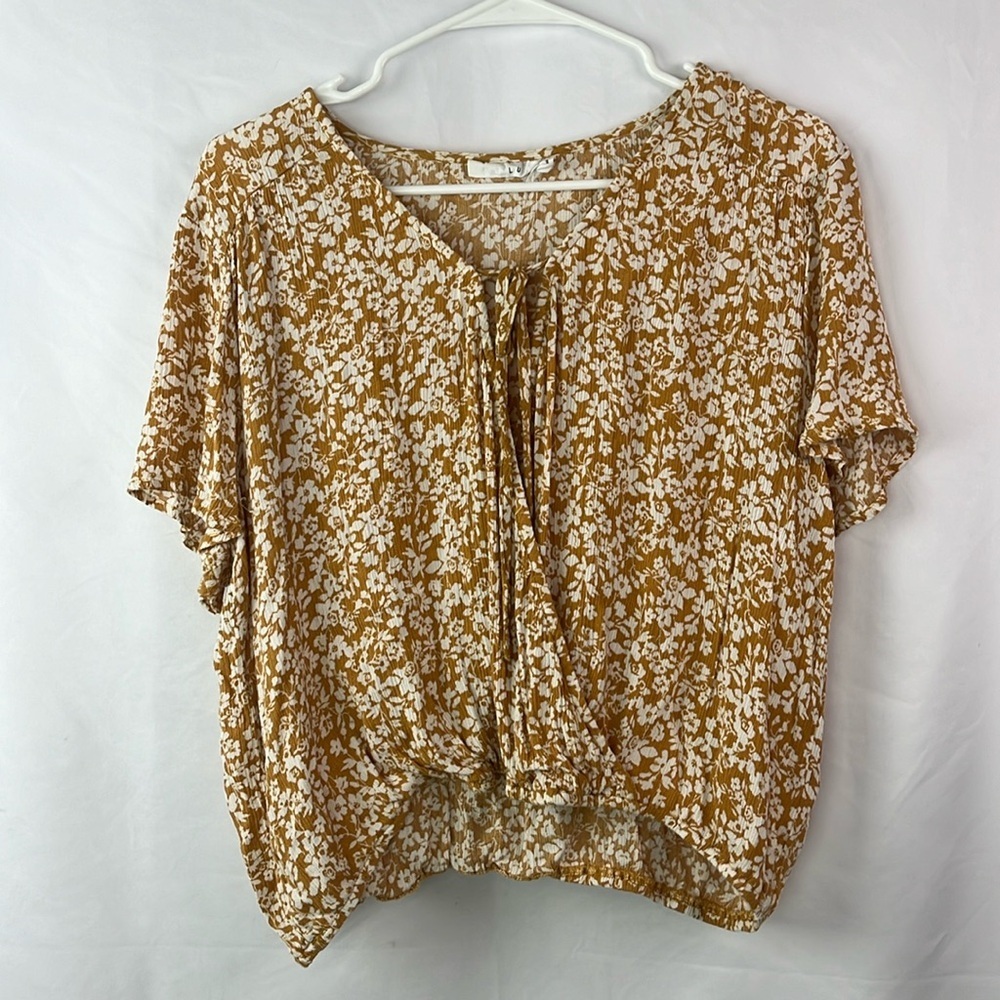 Lux wrap front mustard yellow cropped top XL